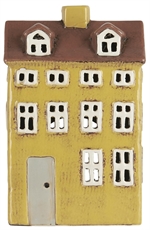 Nyhavn hus til fyrfadslys gul med grå dør fra Ib Laursen - Tinashjem